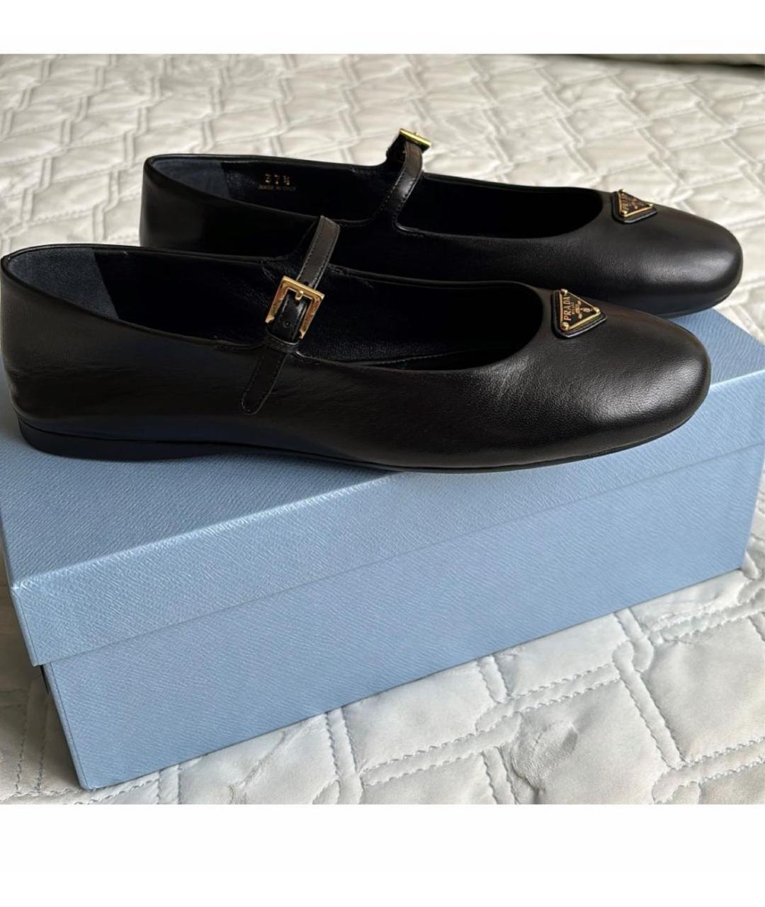 PRADA Черные кожаные балетки, фото 4