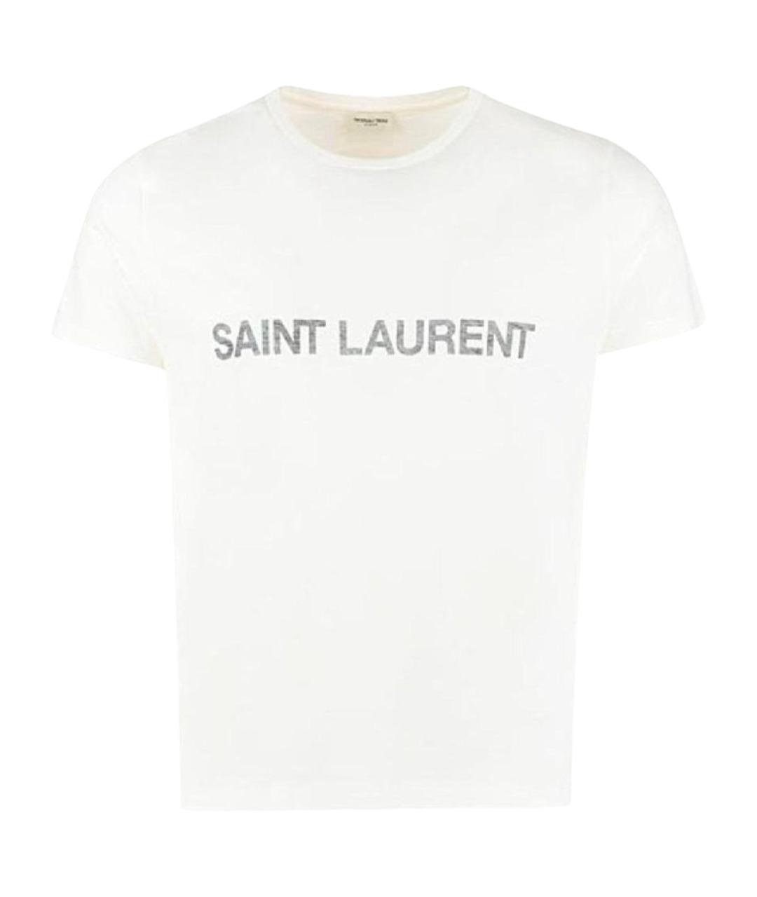 SAINT LAURENT Белая хлопковая футболка, фото 1