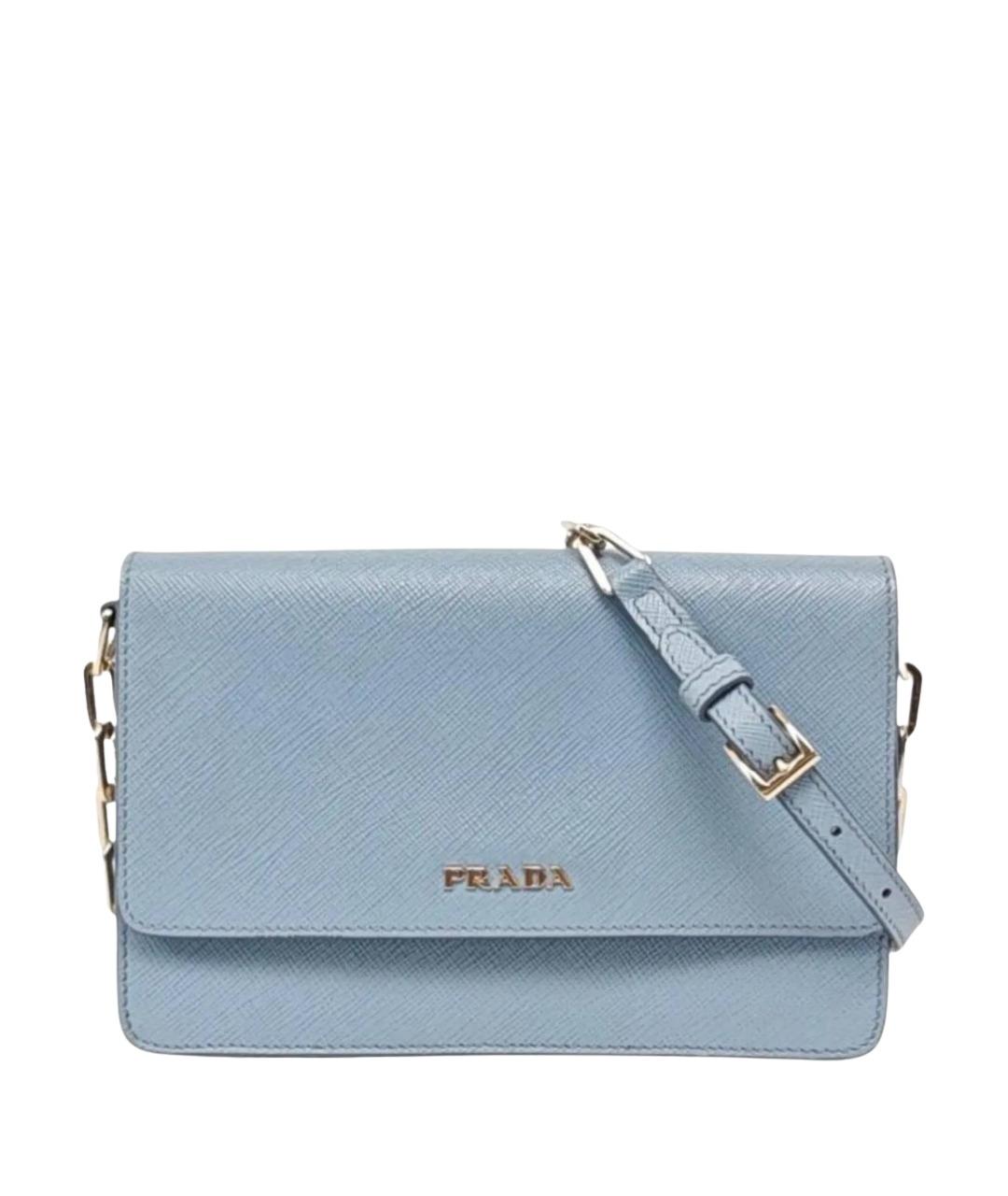 PRADA Голубая кожаная сумка через плечо, фото 1