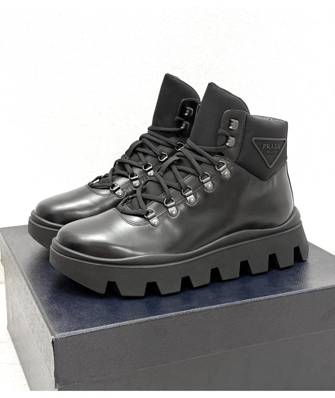 PRADA Черные кожаные ботинки, фото 2