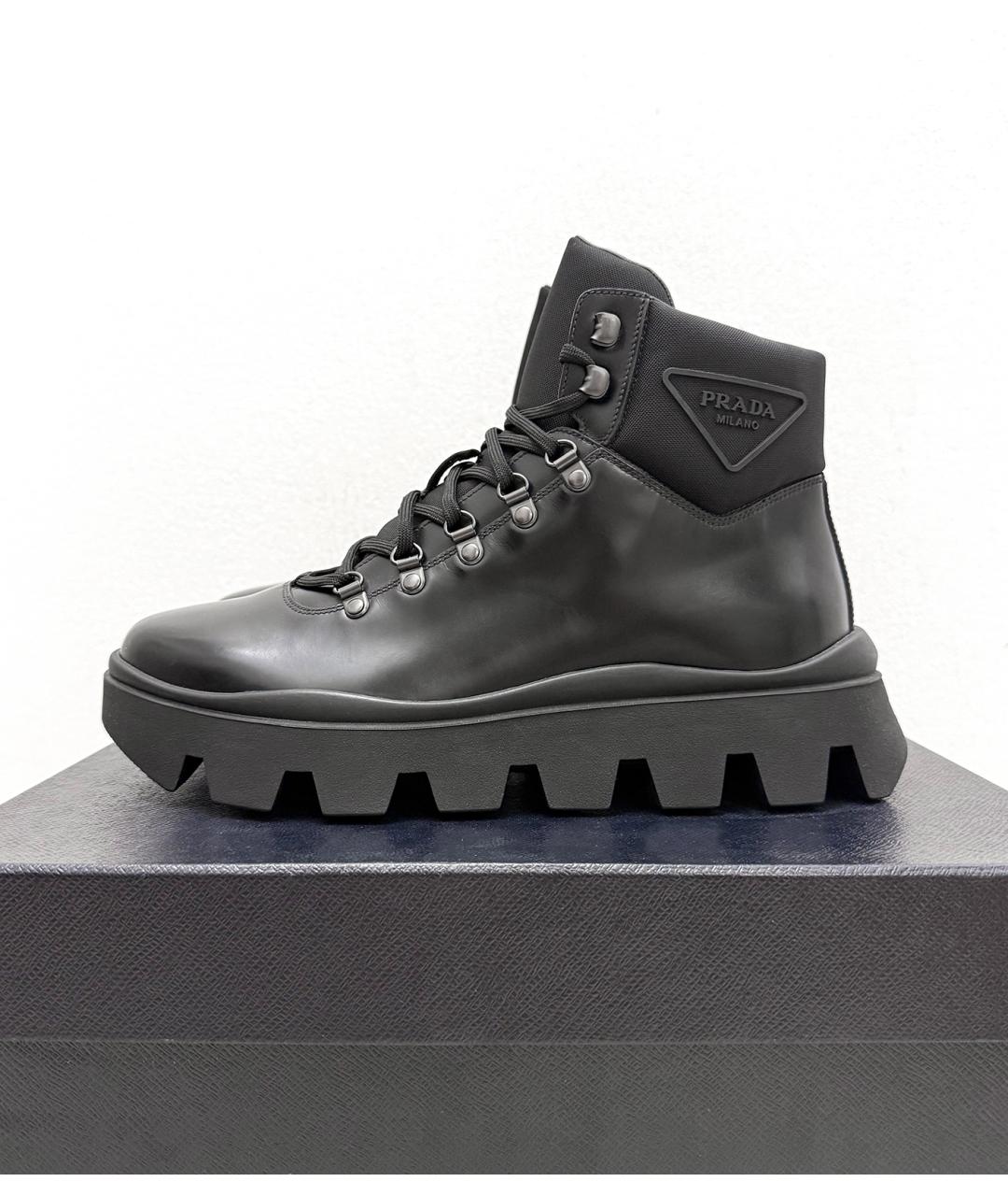 PRADA Черные кожаные ботинки, фото 3