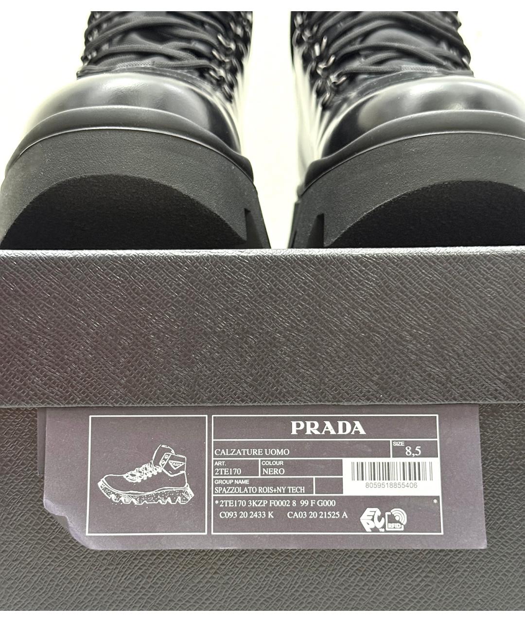 PRADA Черные кожаные ботинки, фото 9