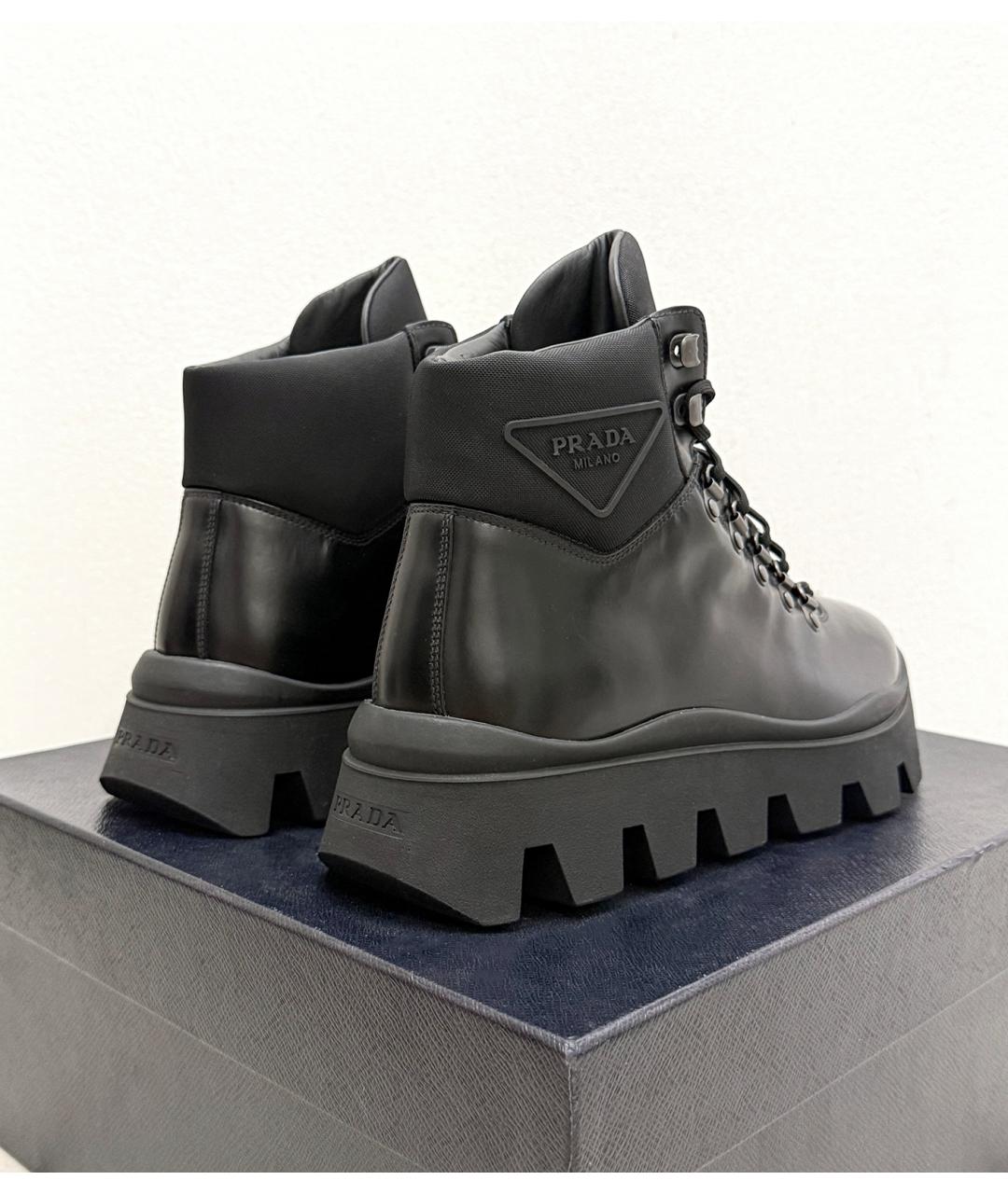 PRADA Черные кожаные ботинки, фото 7