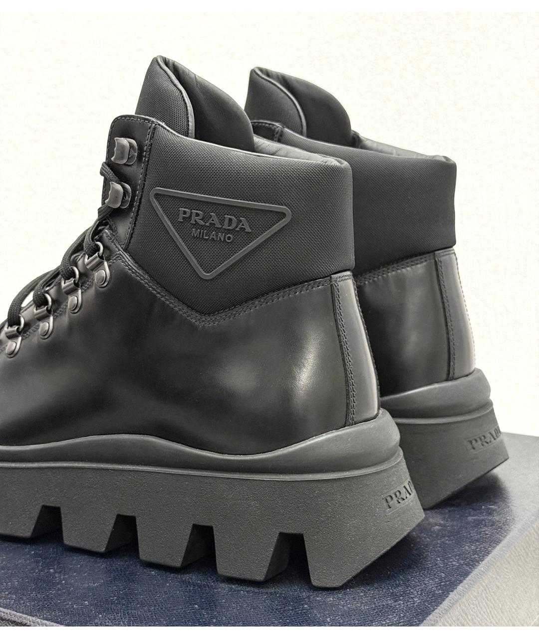PRADA Черные кожаные ботинки, фото 5
