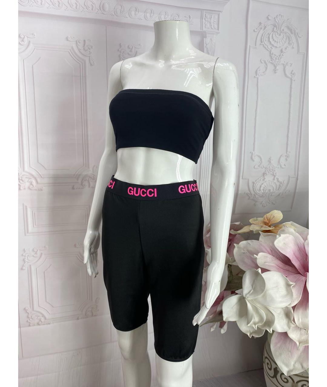 GUCCI Черные хлопко-эластановые леггинсы и велосипедки, фото 4