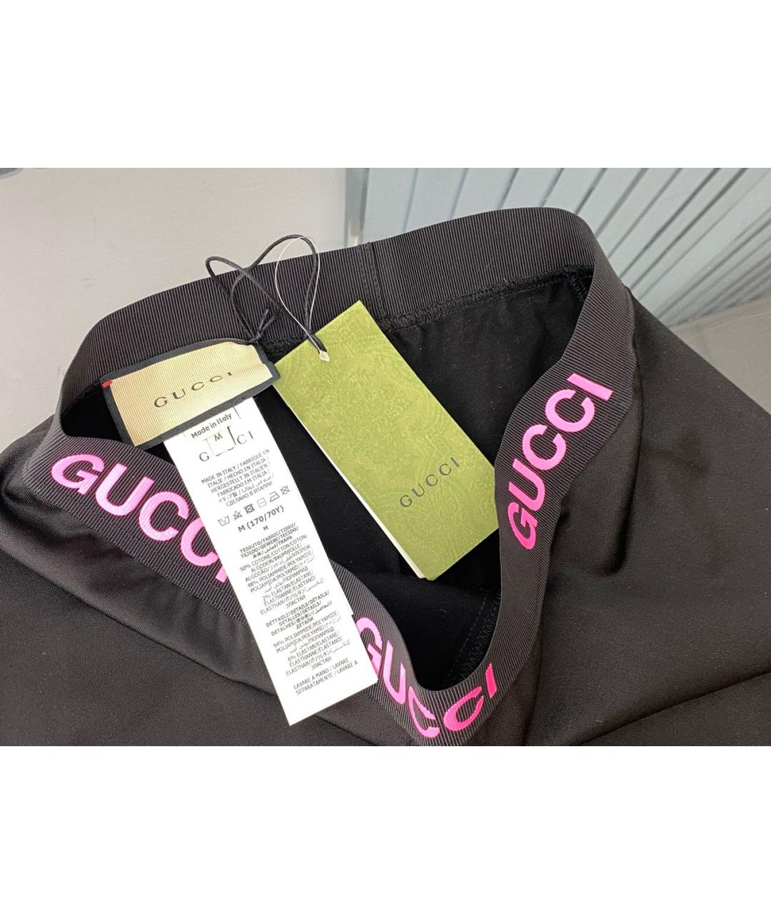 GUCCI Черные хлопко-эластановые леггинсы и велосипедки, фото 2