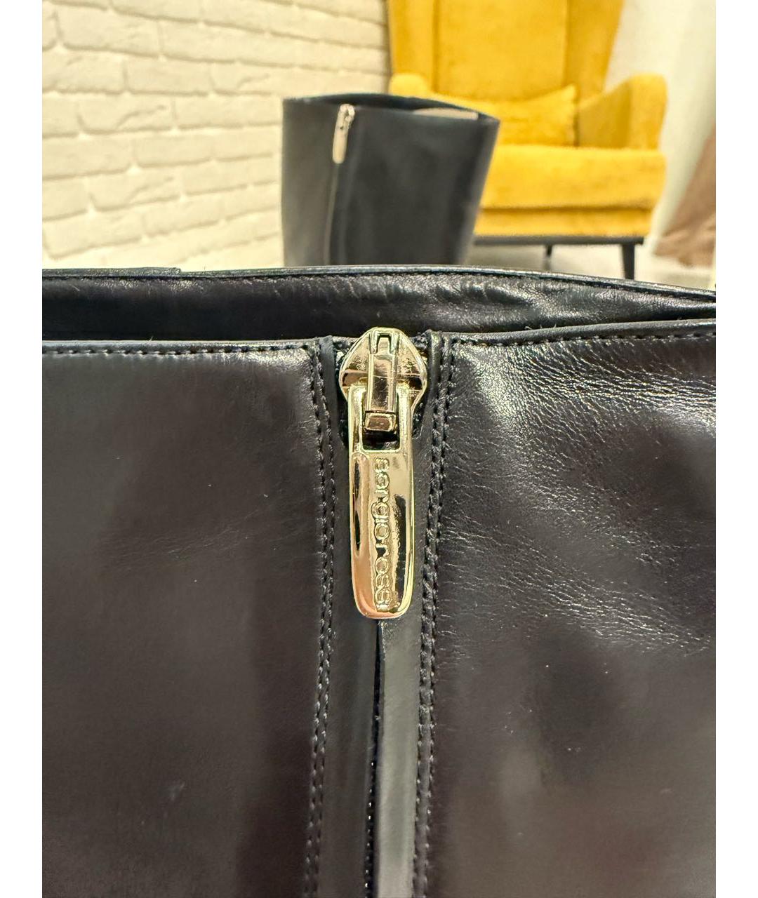 SERGIO ROSSI Черные кожаные сапоги, фото 7