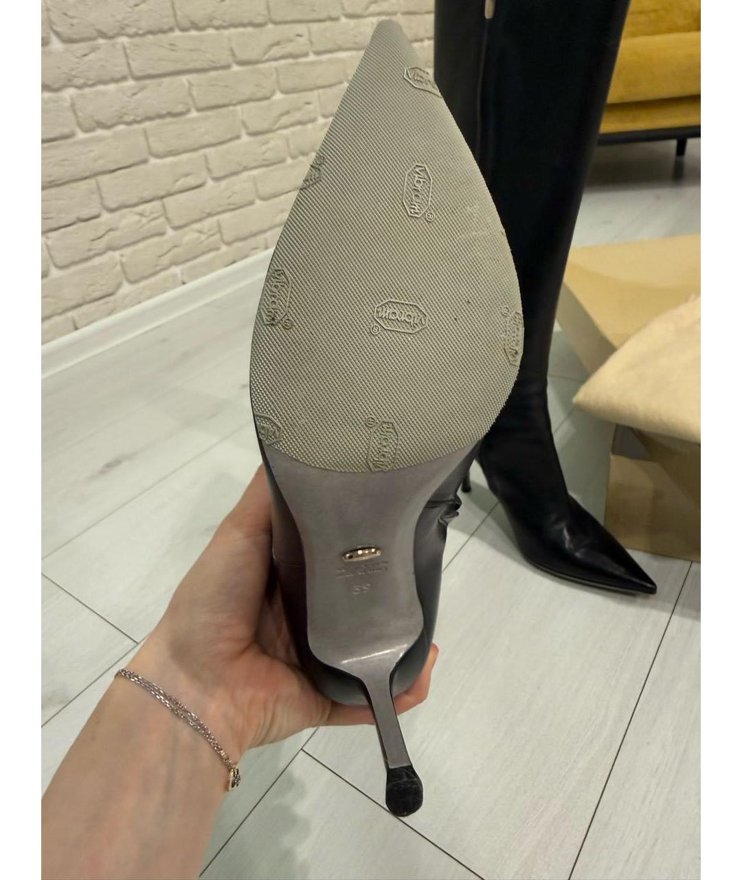 SERGIO ROSSI Черные кожаные сапоги, фото 4