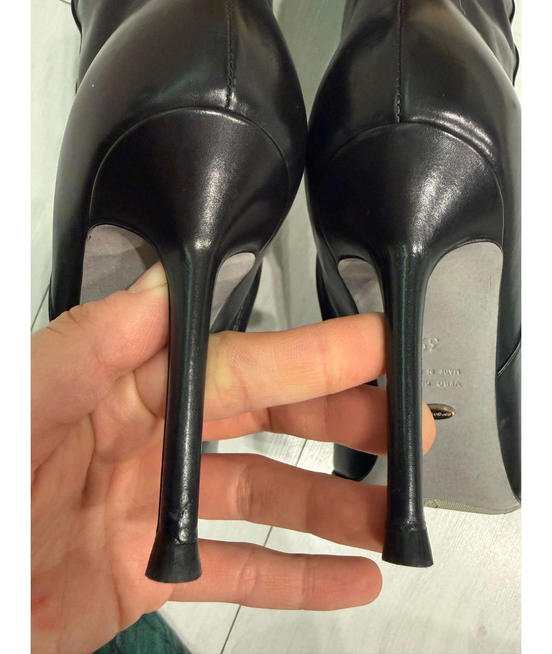 SERGIO ROSSI Черные кожаные сапоги, фото 5