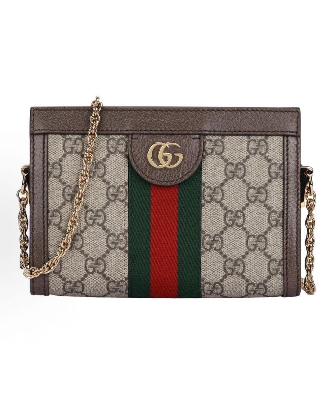 GUCCI Коричневая кожаная сумка через плечо, фото 1