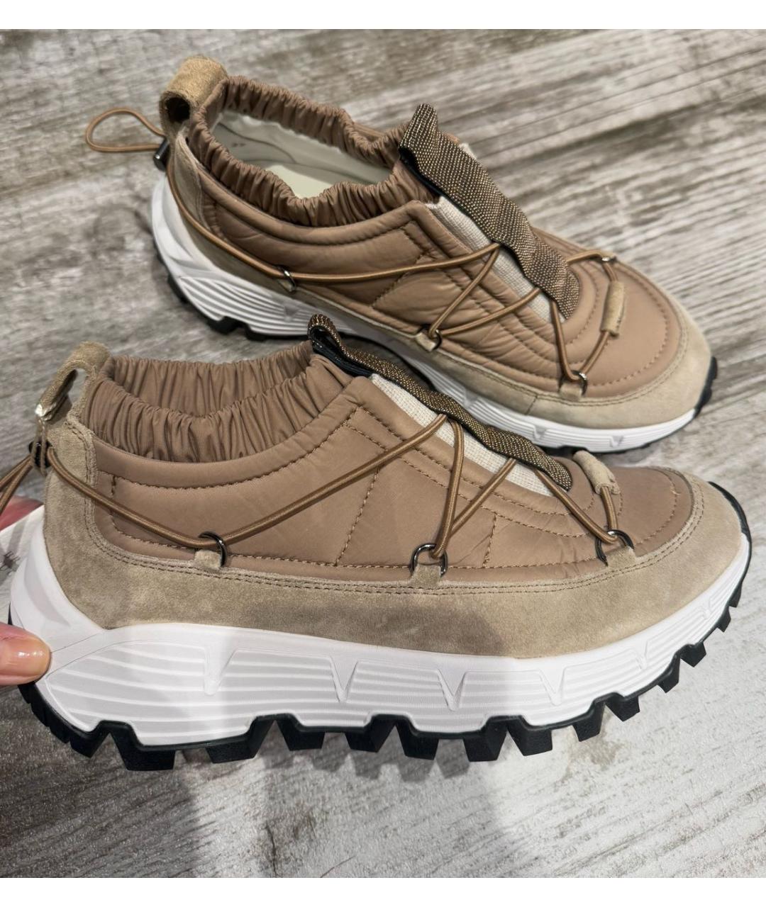 BRUNELLO CUCINELLI Коричневые текстильные кроссовки, фото 7