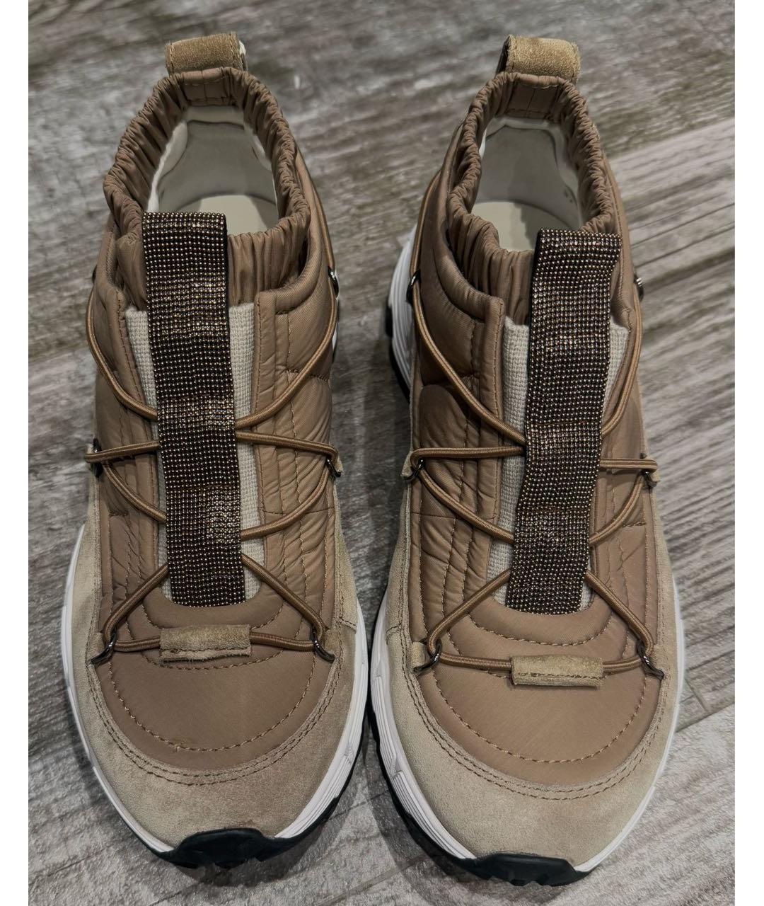 BRUNELLO CUCINELLI Коричневые текстильные кроссовки, фото 2