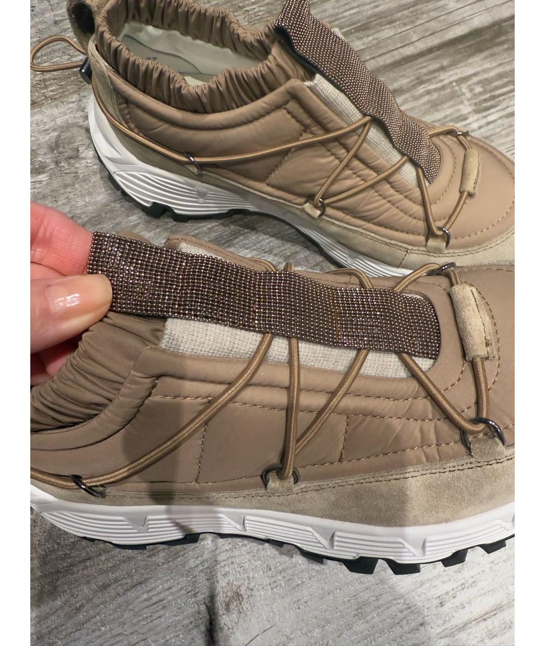 BRUNELLO CUCINELLI Коричневые текстильные кроссовки, фото 4