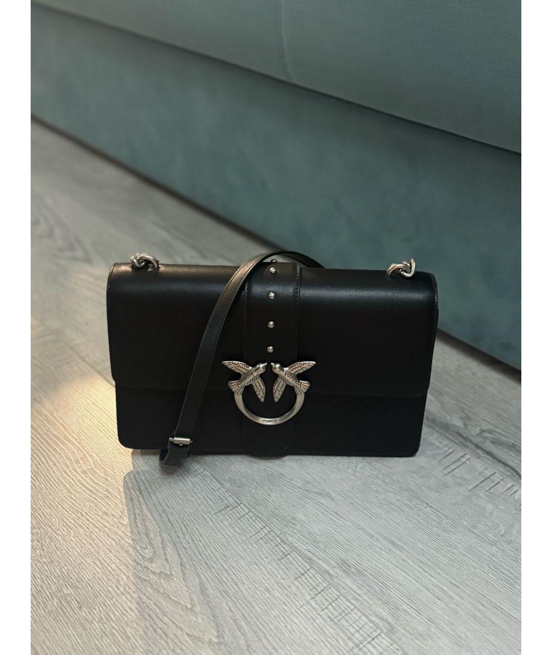 PINKO Черная кожаная сумка через плечо, фото 6