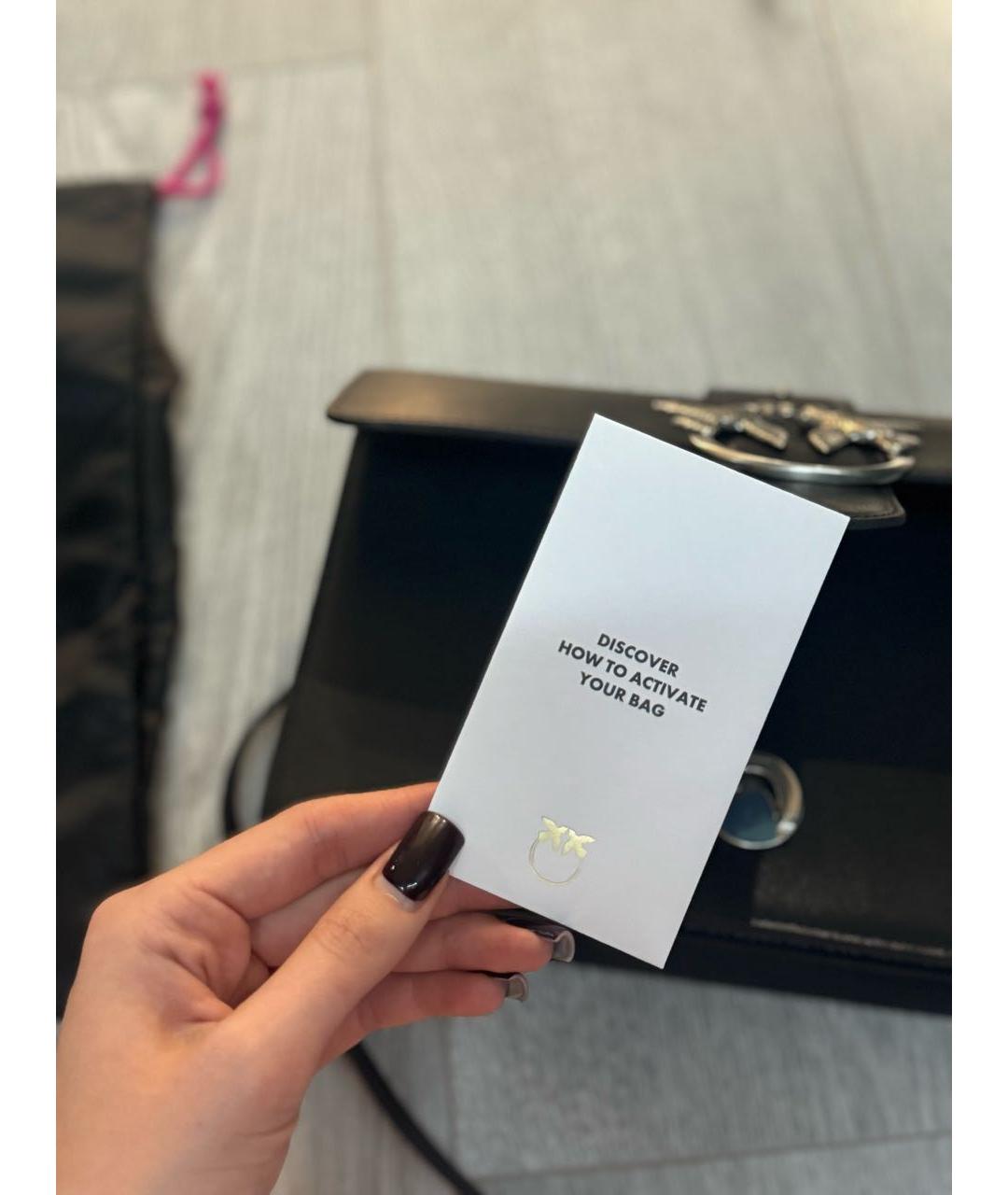 PINKO Черная кожаная сумка через плечо, фото 5