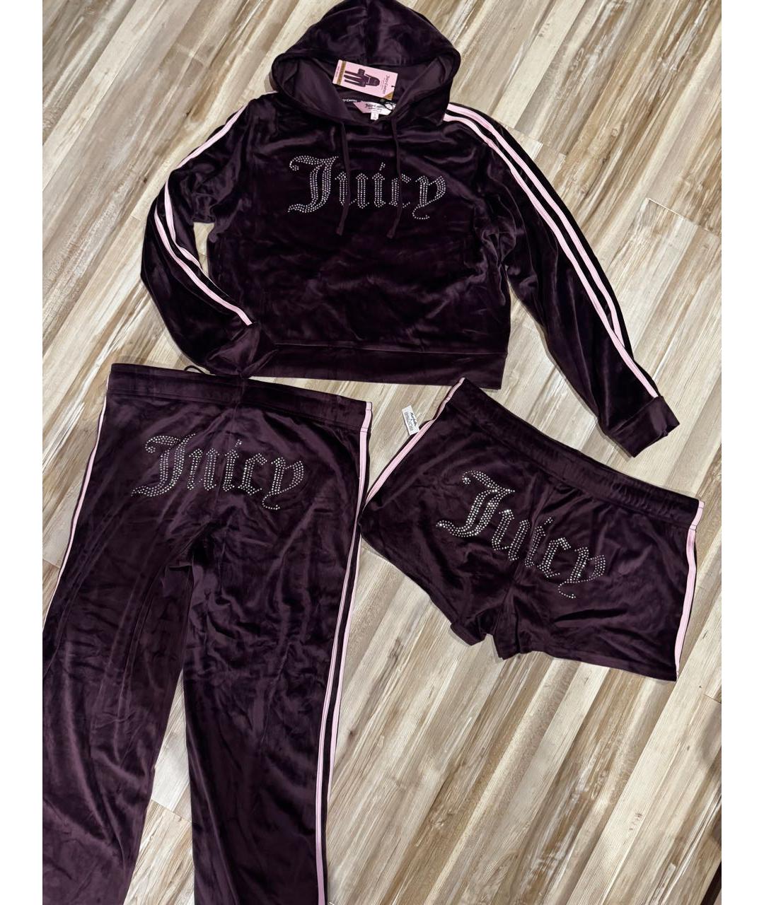 JUICY COUTURE Бордовый хлопко-эластановый костюм с брюками, фото 3