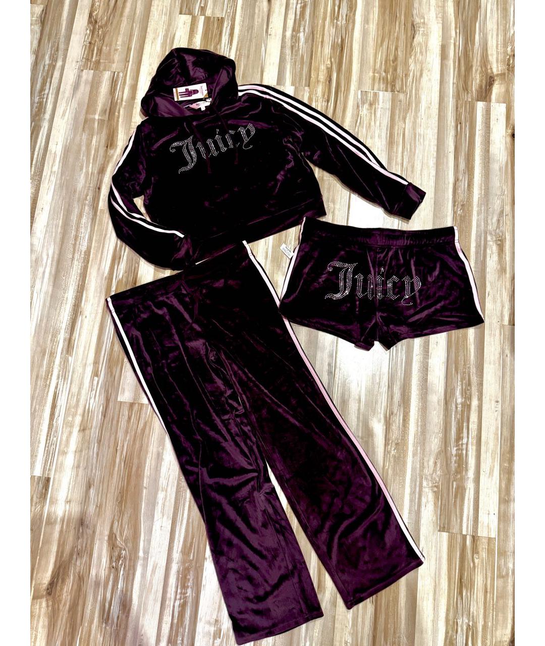 JUICY COUTURE Бордовый хлопко-эластановый костюм с брюками, фото 7