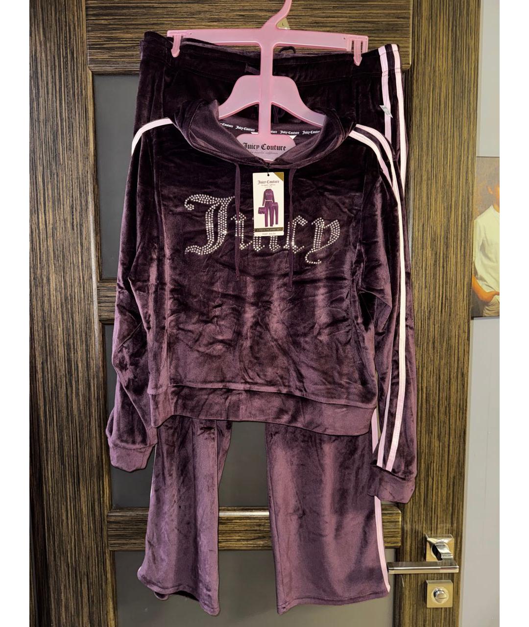 JUICY COUTURE Бордовый хлопко-эластановый костюм с брюками, фото 5