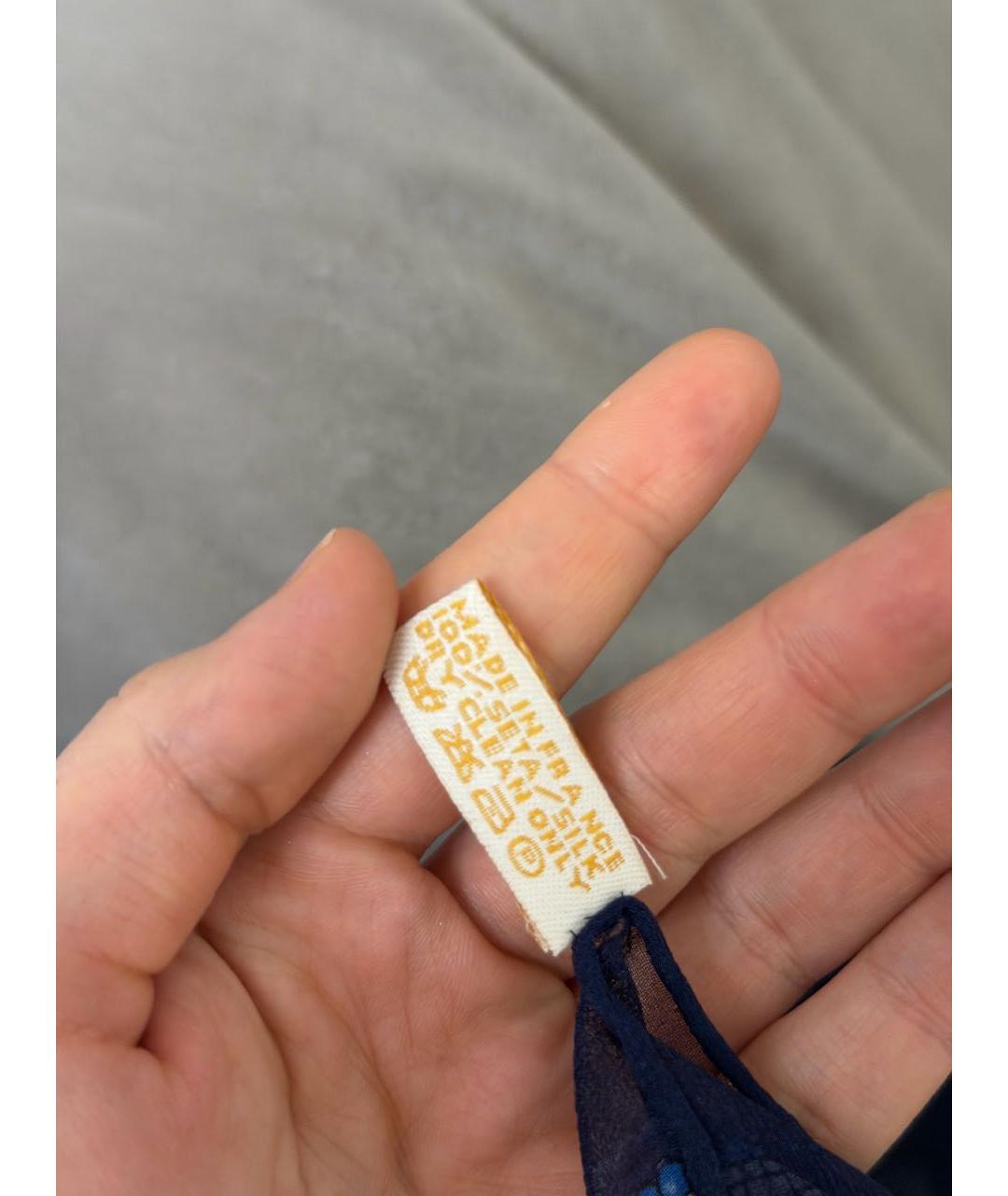 HERMES Синий шелковый платок, фото 4