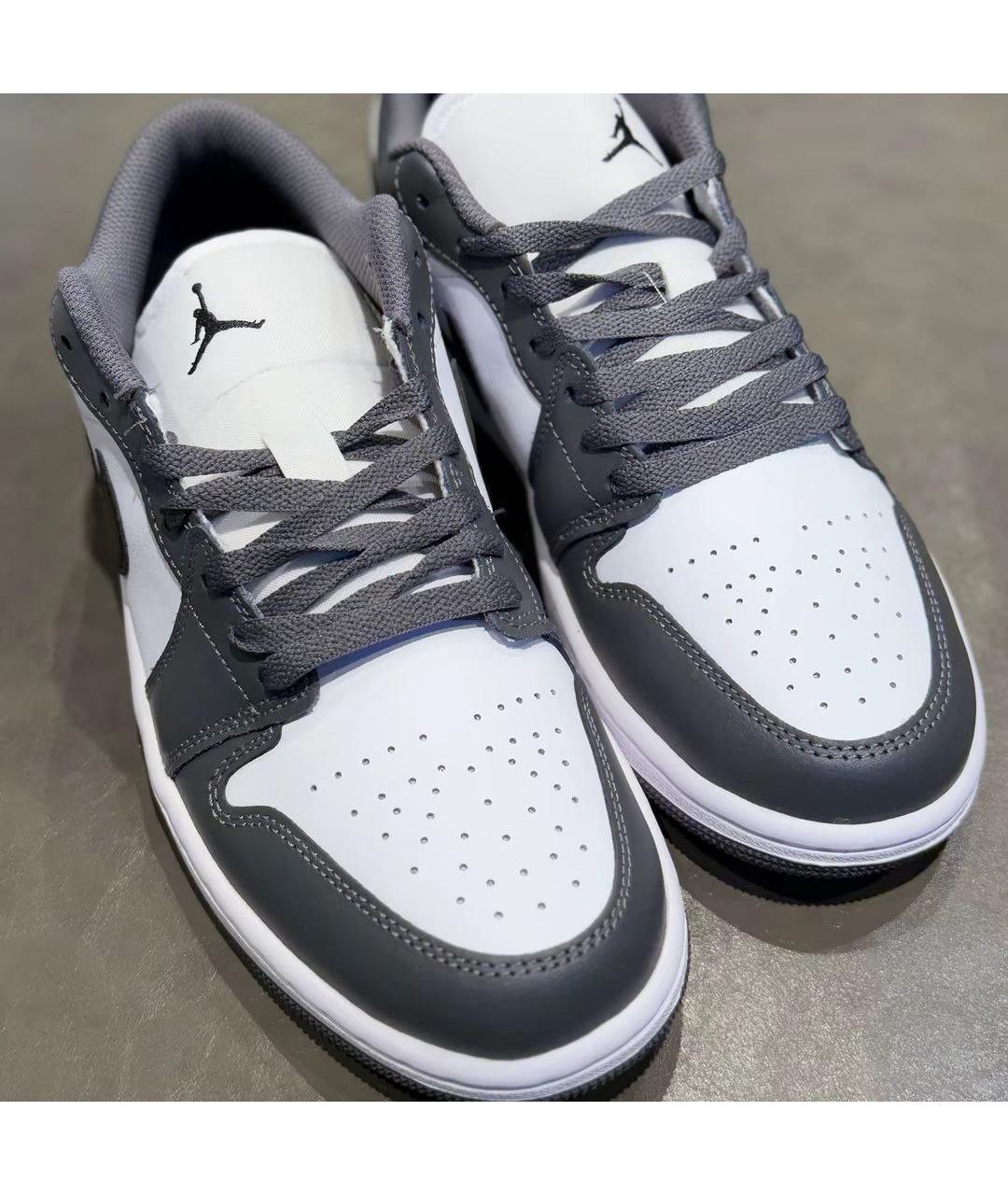 JORDAN Серые кожаные низкие кроссовки / кеды, фото 5