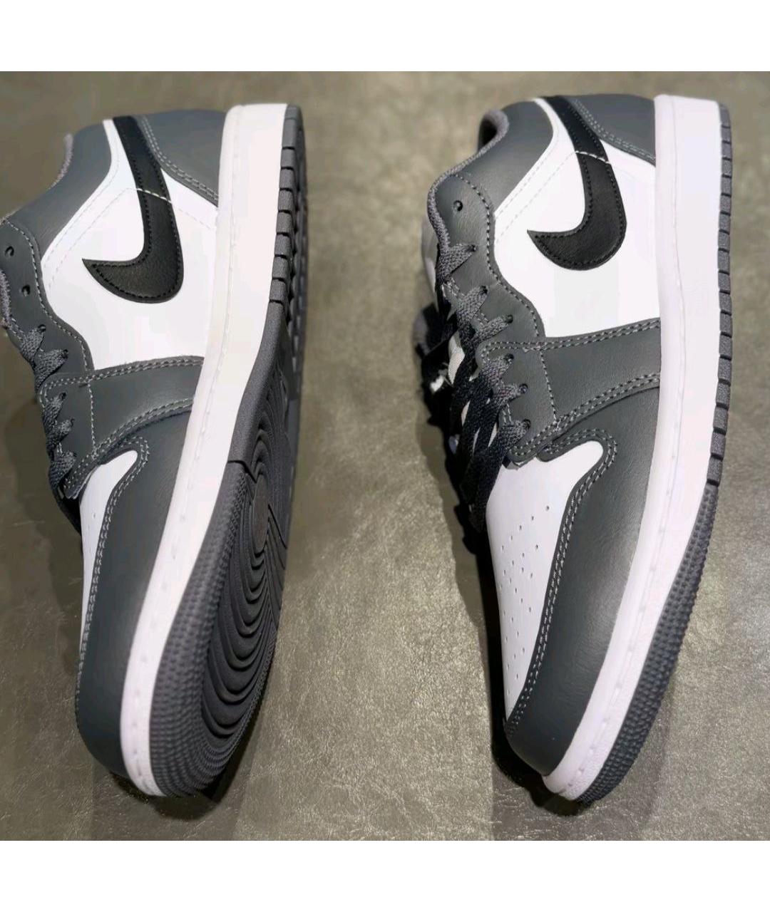 JORDAN Серые кожаные низкие кроссовки / кеды, фото 2