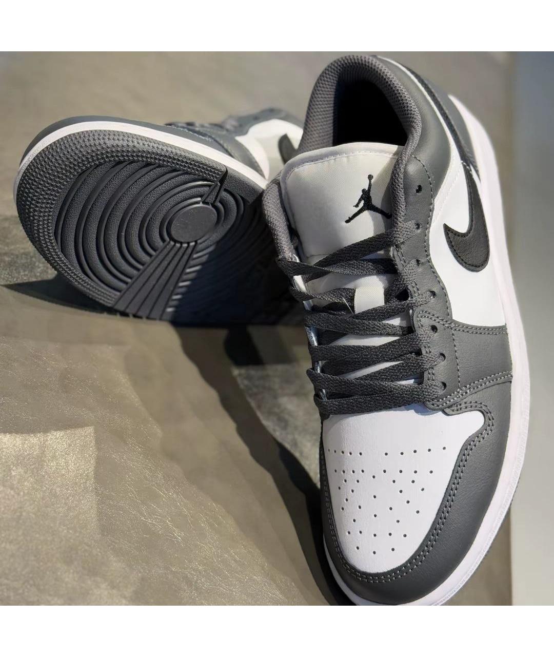 JORDAN Серые кожаные низкие кроссовки / кеды, фото 4