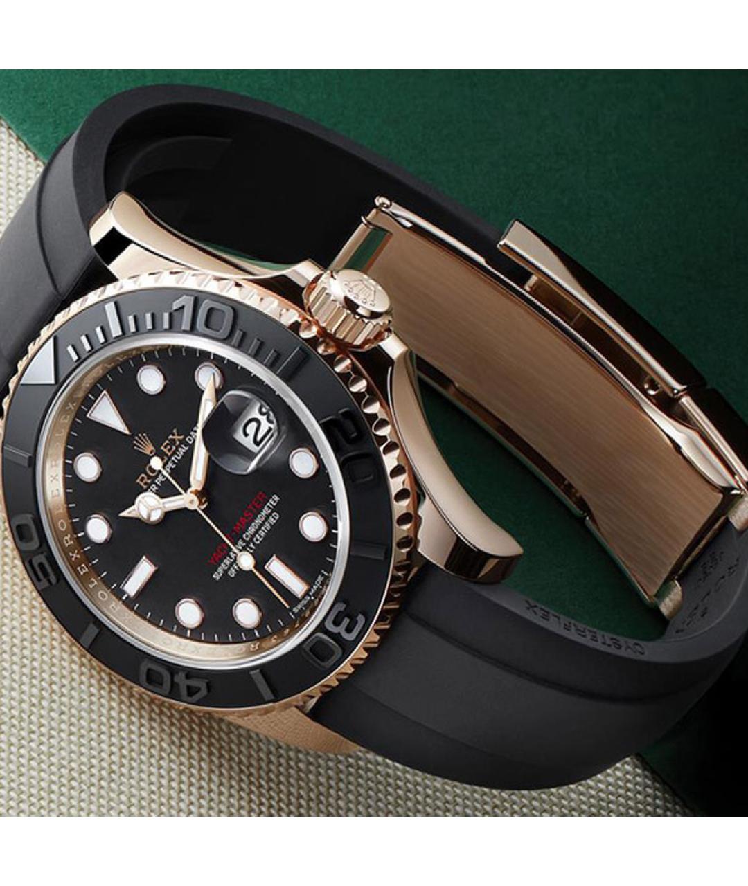 ROLEX Черные часы из желтого золота, фото 3