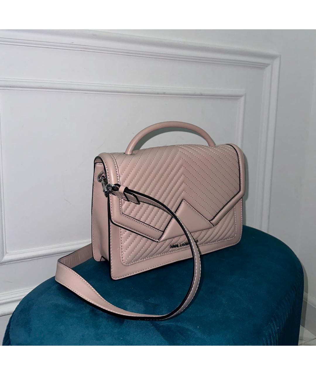 KARL LAGERFELD Розовая кожаная сумка через плечо, фото 3