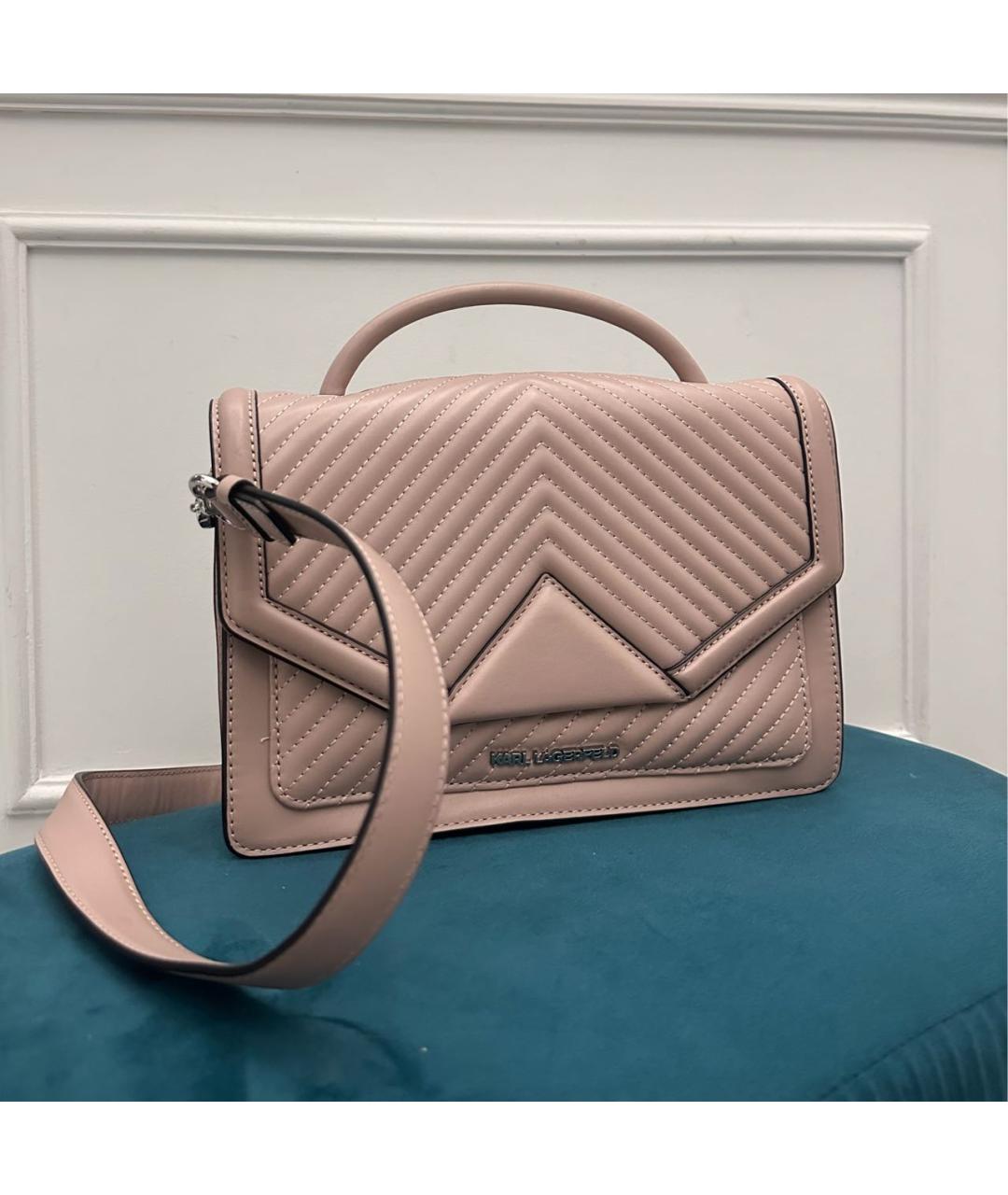 KARL LAGERFELD Розовая кожаная сумка через плечо, фото 5