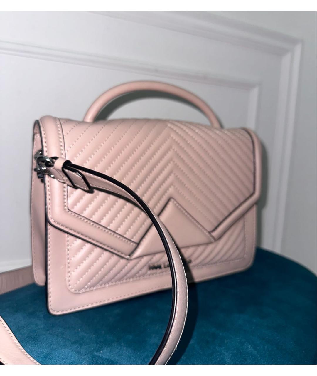 KARL LAGERFELD Розовая кожаная сумка через плечо, фото 2