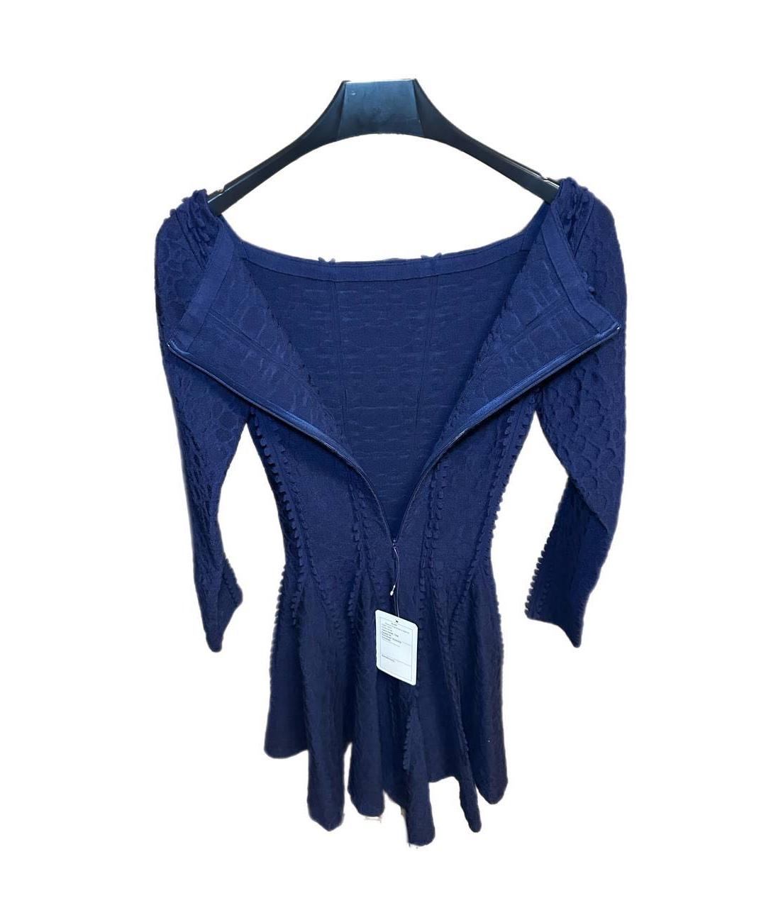 ALAIA Темно-синее хлопковое повседневное платье, фото 4