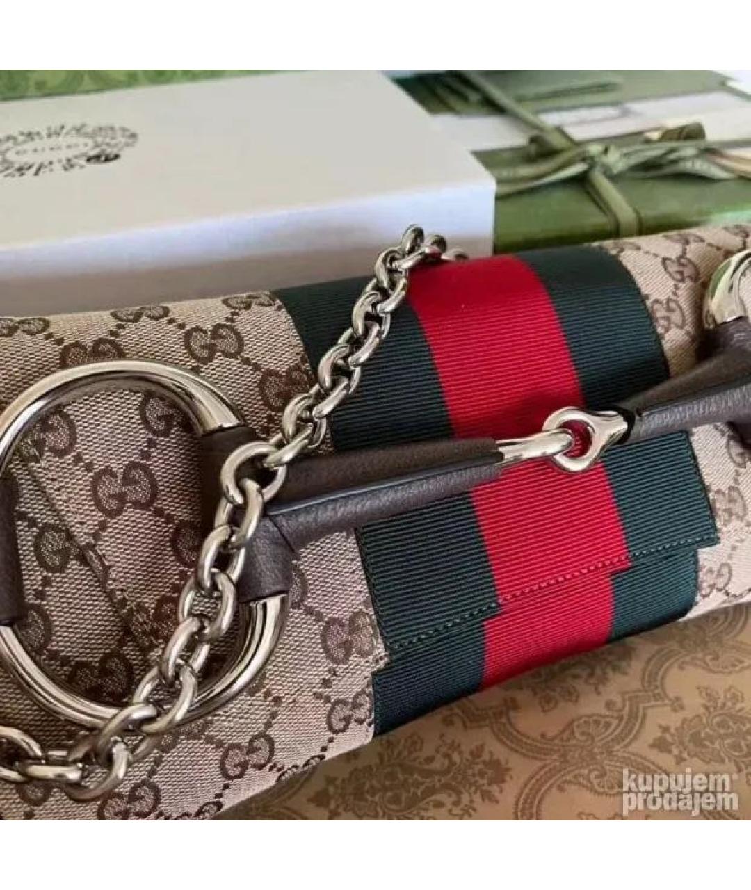 GUCCI Коричневая кожаная сумка через плечо, фото 3