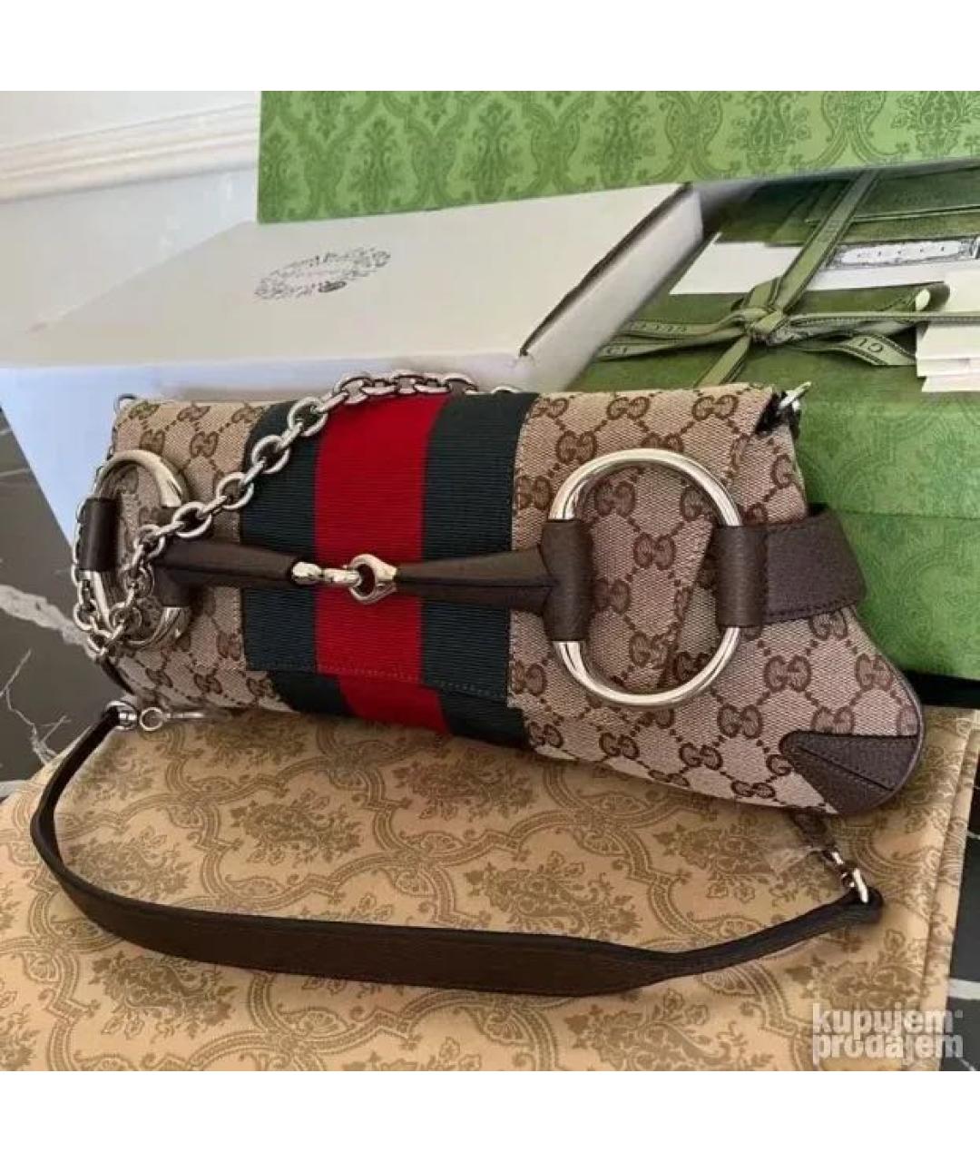 GUCCI Коричневая кожаная сумка через плечо, фото 7