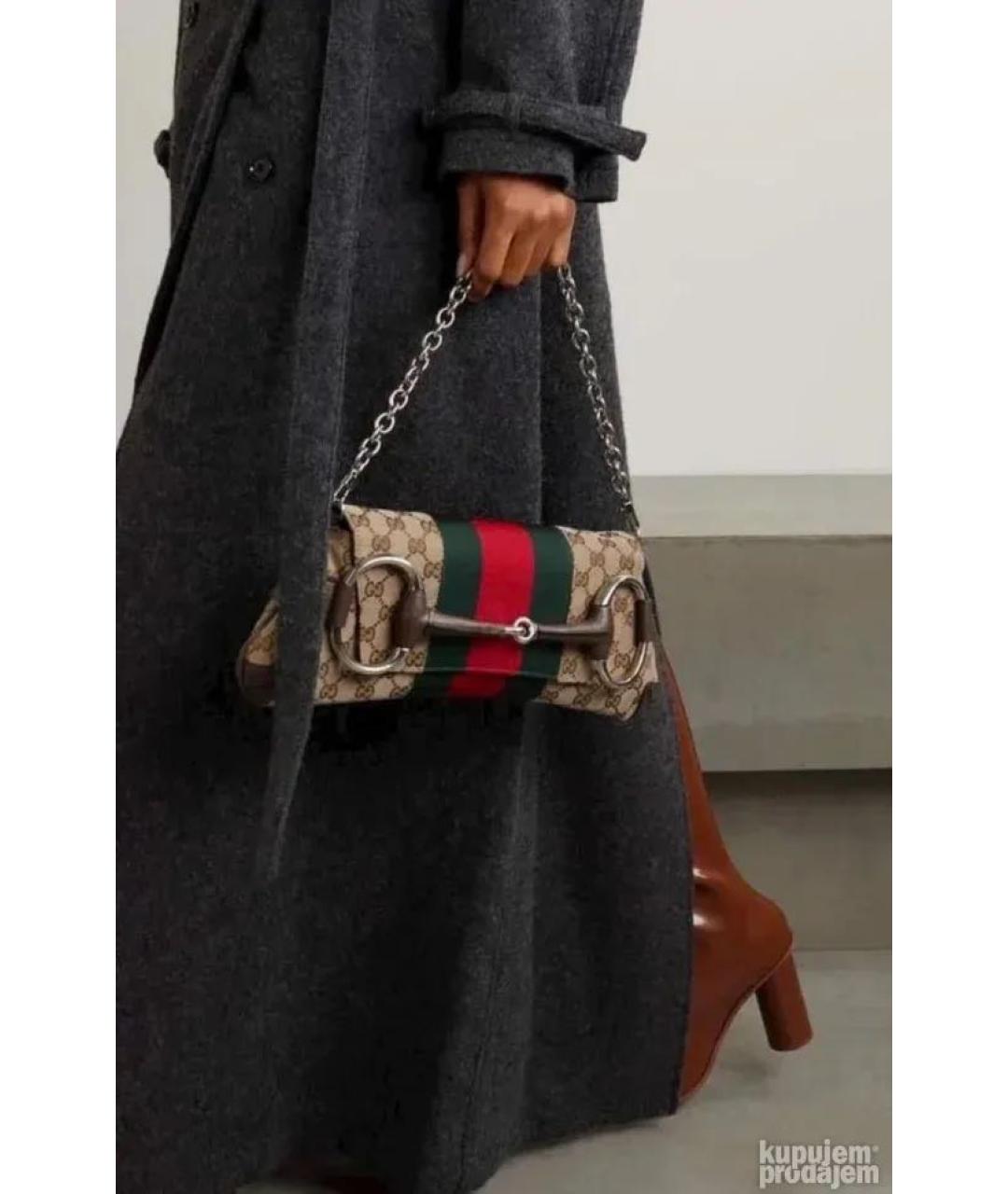 GUCCI Коричневая кожаная сумка через плечо, фото 6