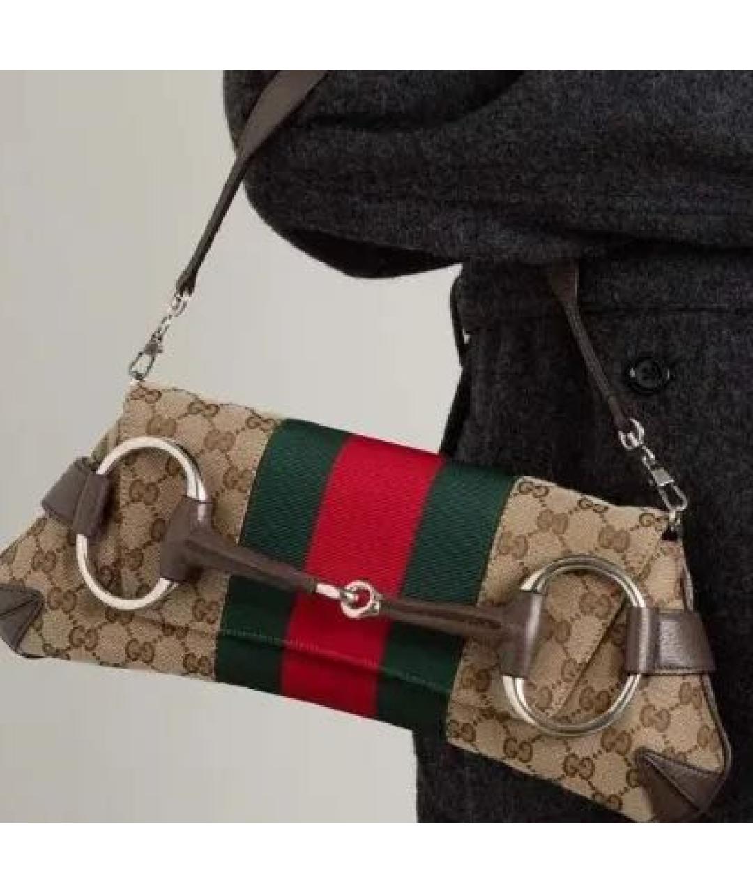 GUCCI Коричневая кожаная сумка через плечо, фото 5