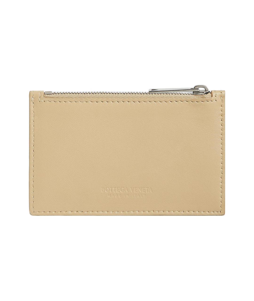 BOTTEGA VENETA Бежевый кожаный кардхолдер, фото 2