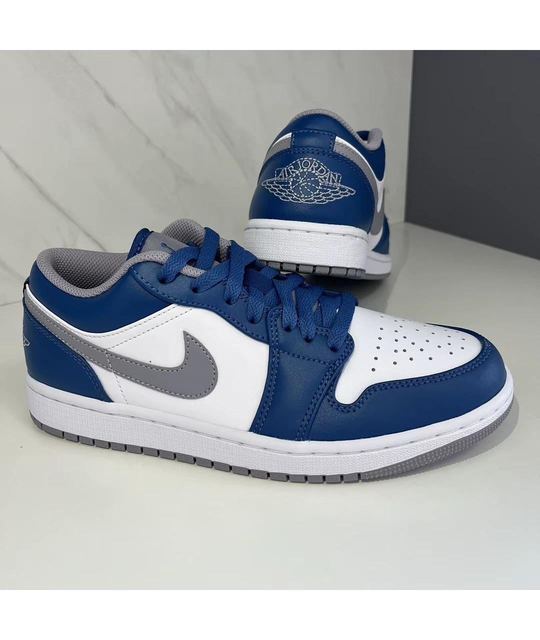 JORDAN Синие кожаные низкие кроссовки / кеды, фото 3