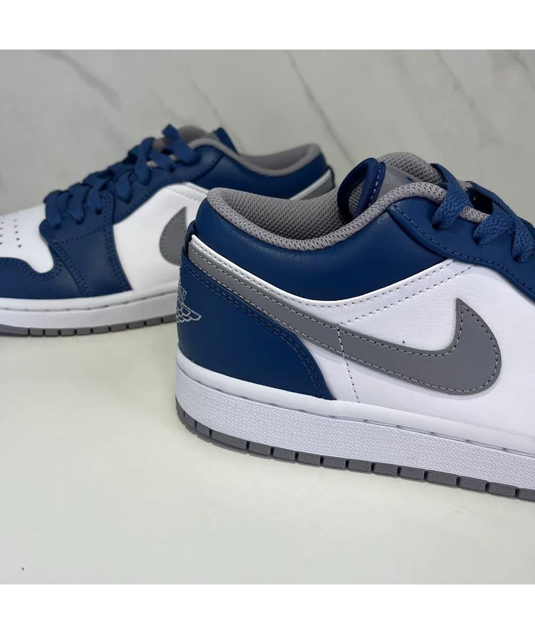 JORDAN Синие кожаные низкие кроссовки / кеды, фото 4