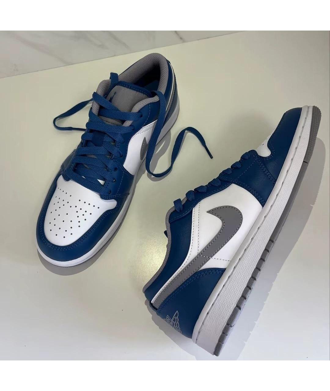 JORDAN Синие кожаные низкие кроссовки / кеды, фото 5