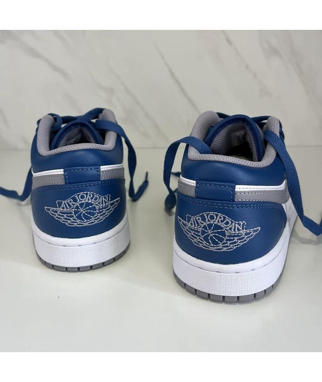 JORDAN Синие кожаные низкие кроссовки / кеды, фото 6