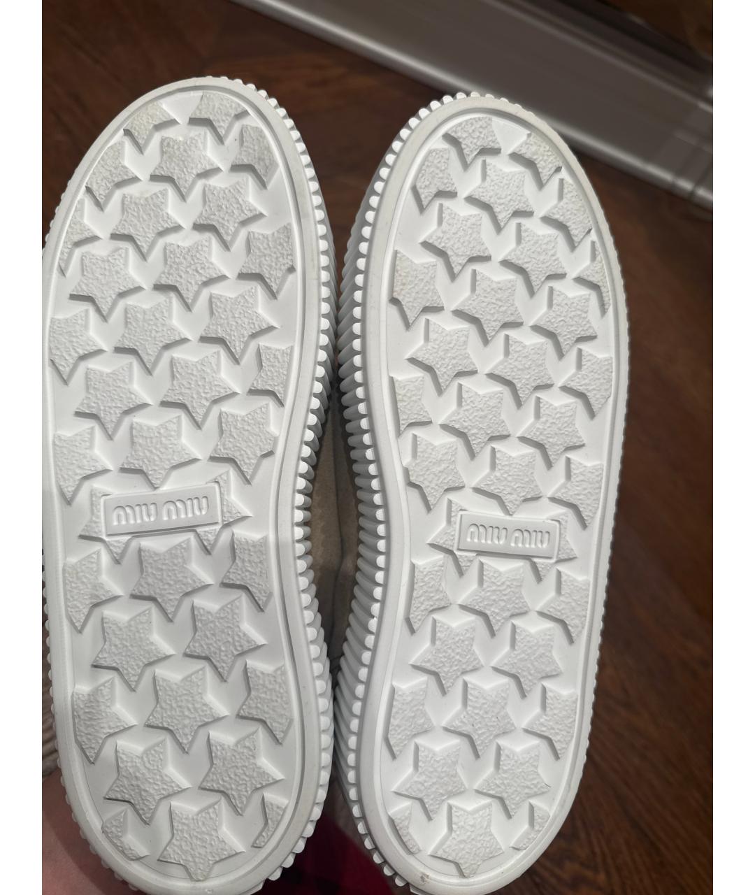 MIU MIU Бежевые замшевые кеды, фото 4