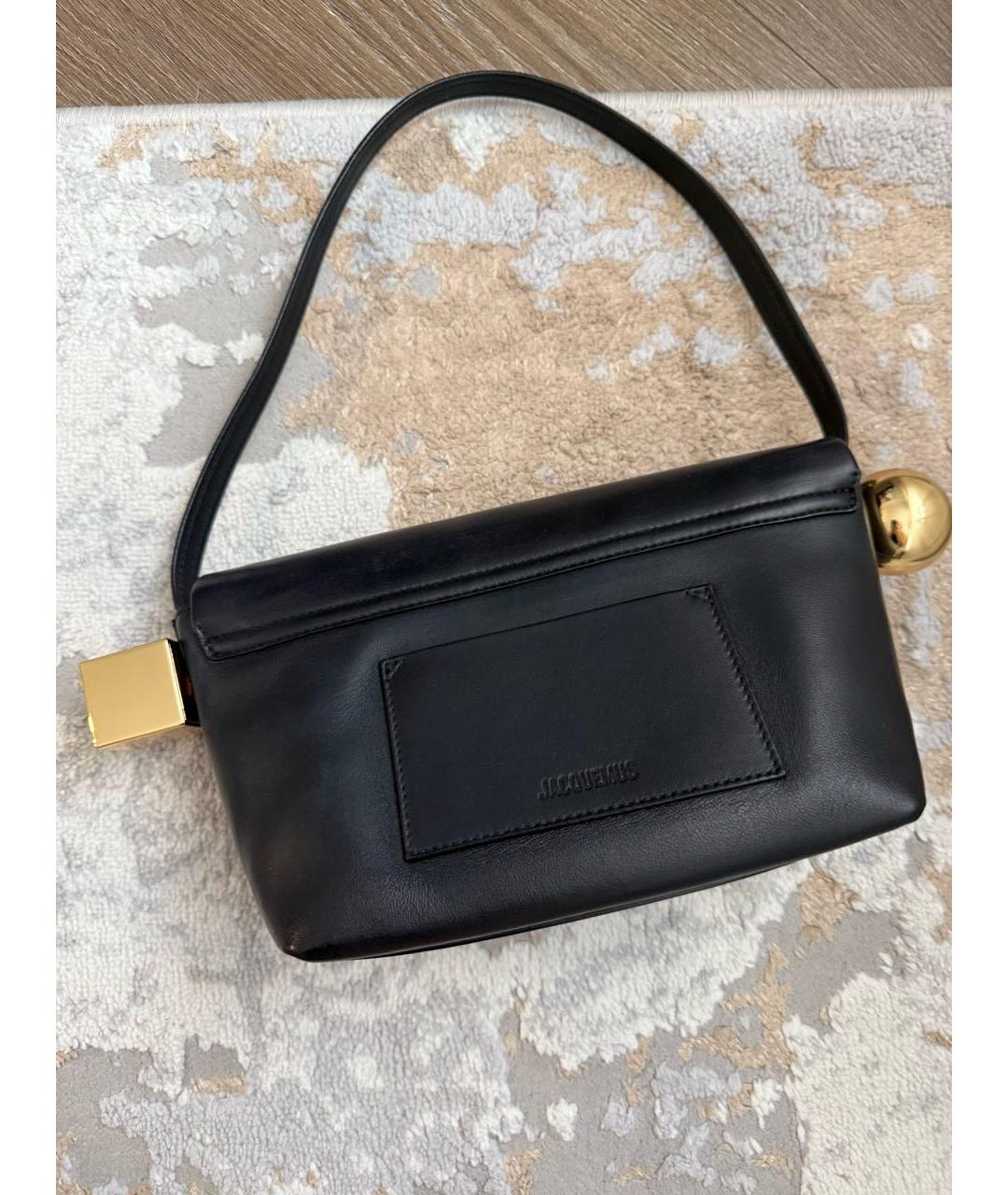 JACQUEMUS Черная кожаная сумка с короткими ручками, фото 3