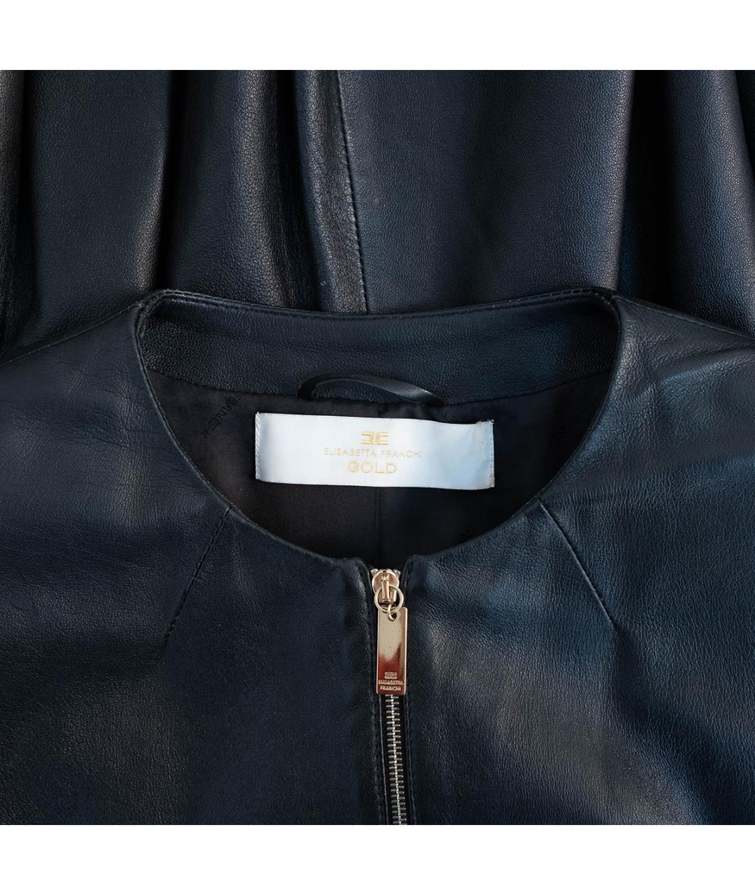 ELISABETTA FRANCHI Черная кожаная куртка, фото 3