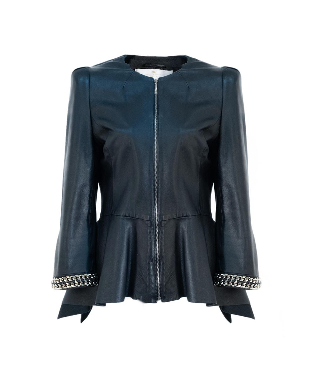 ELISABETTA FRANCHI Черная кожаная куртка, фото 6