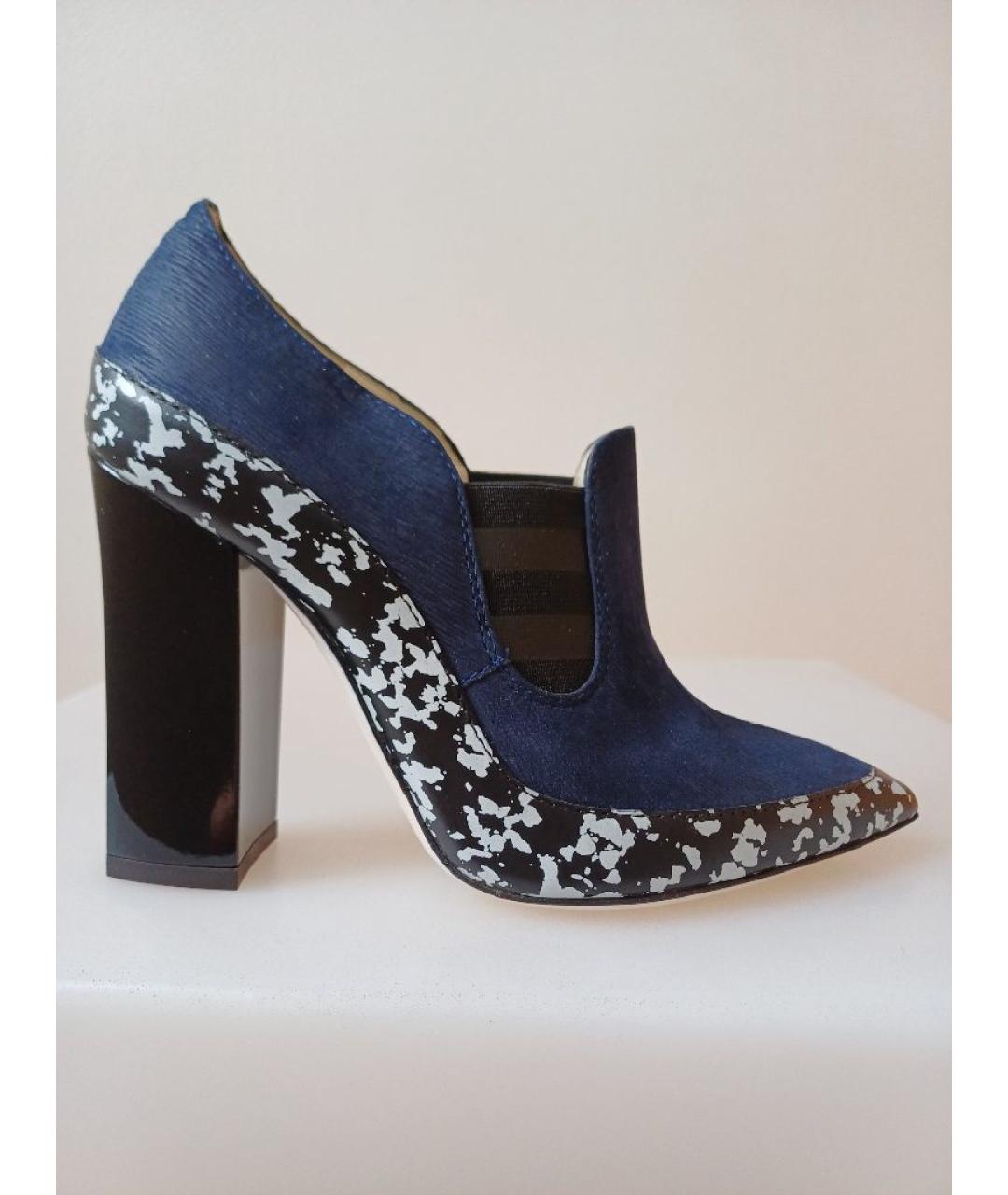 POLLINI Темно-синие текстильные ботильоны, фото 10