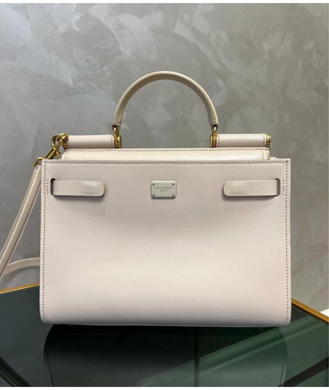 DOLCE&GABBANA Бежевая кожаная сумка с короткими ручками, фото 3