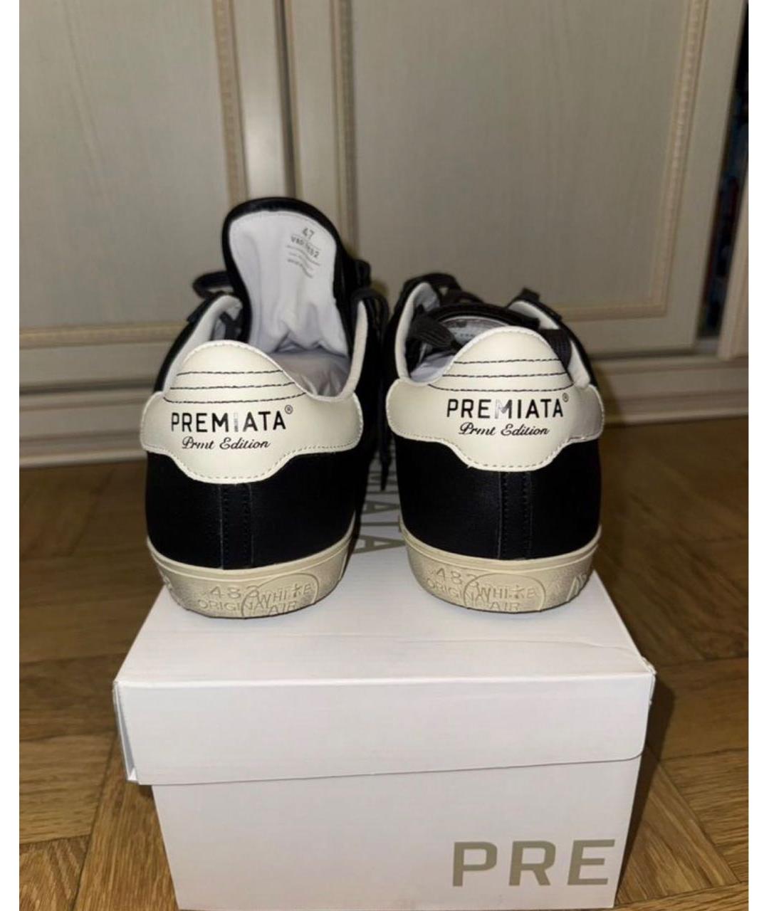 PREMIATA Черные кожаные низкие кроссовки / кеды, фото 3