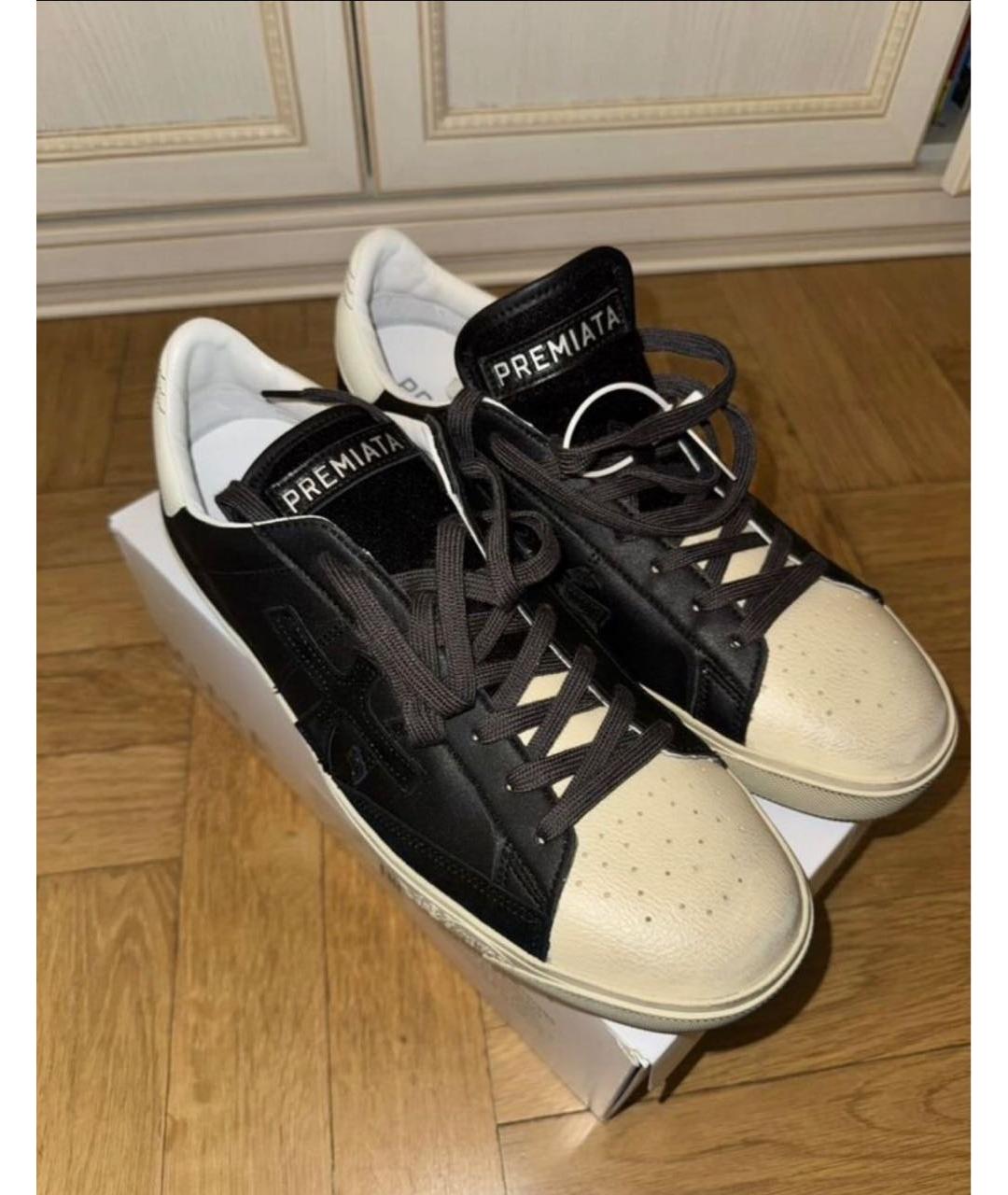PREMIATA Черные кожаные низкие кроссовки / кеды, фото 2