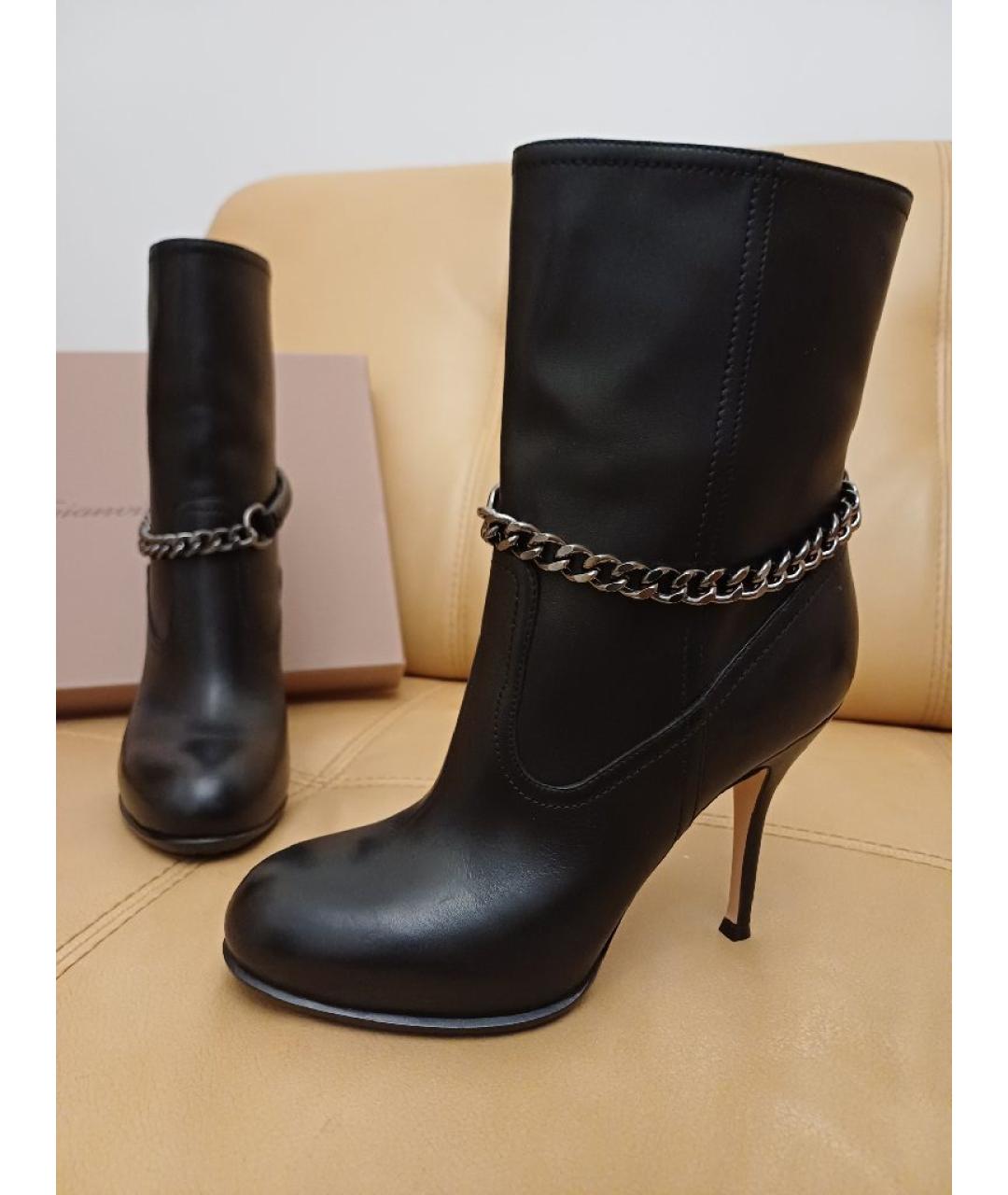 GIANVITO ROSSI Черные кожаные ботильоны, фото 5