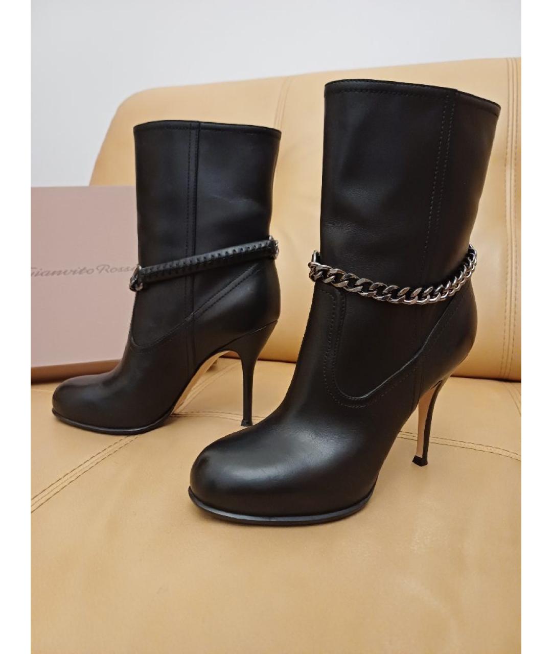 GIANVITO ROSSI Черные кожаные ботильоны, фото 6